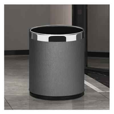 China MAVOBO 10L Stainless Steel Sustainable Trash Bin Leather Double Layer Waste Bin for sale