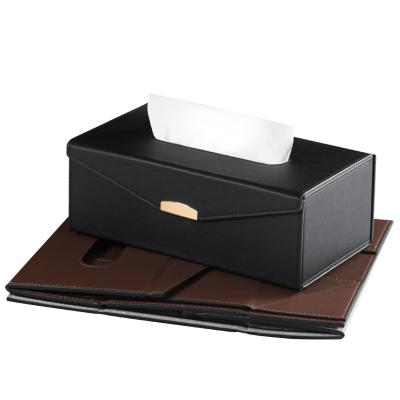 China Lightweight Luxury Napkin Dispenser For Restaurant Napkin Rectangular Box Lid Foldable Leather Tissue Box Creative Foldable Box for sale