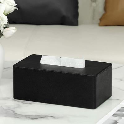 China Luxury Hotel Lightweight PU Leather Tissue Box Holder with Magnetic Bottom for Bathroom Bedroom Office Facial Tissue Rectangular Leather Box Lid for sale