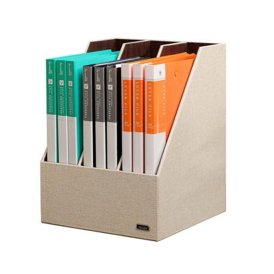 China MAVOBO High Quality Leather Office Document Desk Shelf with 3 Holder Dividers Office Folder Document Storage Box Organizer for sale