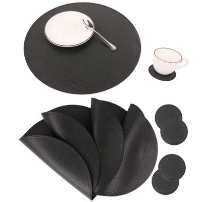 China Durable Double Quilted For Kitchen Dining Area Rugs And Coast Table Mats And Drink Spills Coasters Leather Round Area Rugs And Coasters for sale