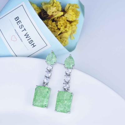 China New European and American Cool Blue Zircon Earrings Stud Green Drop Sea Designs Cute Jewelry Earrings For Women for sale