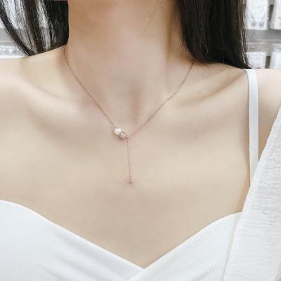 China Romantic Couples Blue Tasty Romantic Breakable Heart Silver Zircon Choker Necklace New Style Heart Lake Pendant Necklace for sale