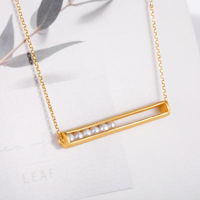 China Vintage Fashion Korean Pearl Necklace 18k Gold Plated Pendant Beads Natural Freshwater Necklace Gold Wholesale Necklaces for sale