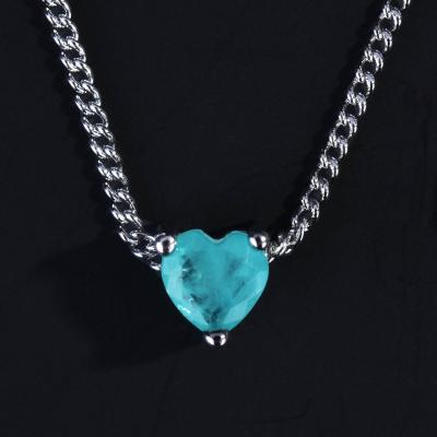 China Other Couples Blue Tasty Romantic Breakable Heart Silver Necklace Zircon Choker Necklace Heart Lake New Style Pendant Necklace for sale