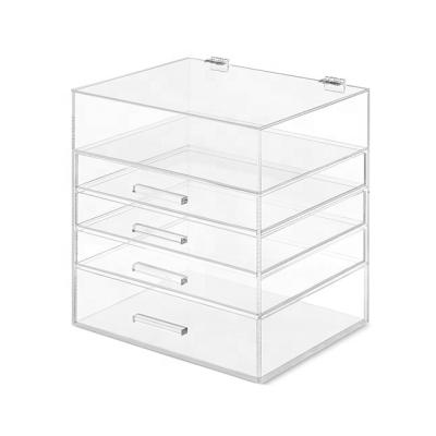 China Acrylic Clear Acrylic Gift Box Cosmetics Magnetic Jewelry Display Case Stands for sale