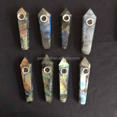 China Hot Selling Crystal Stone Smoking Pipes Natural Shining Labradorite Quartz Crystal Smoking Pipes Weed for sale