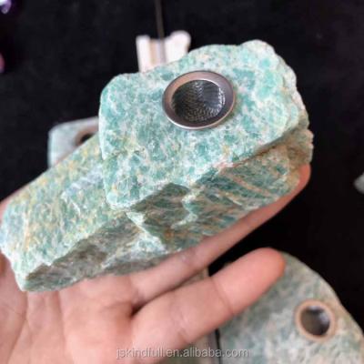 China Rough Stone China Rock Amazonite Smoking Pipes Crystal Hand Made Pipes for sale