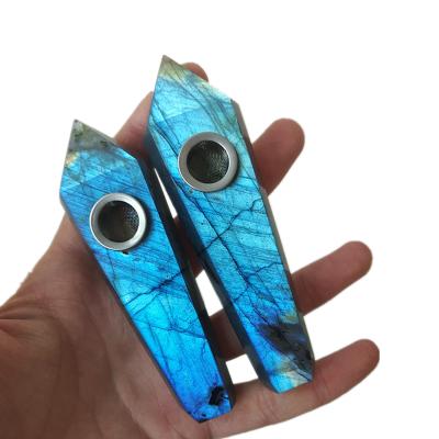 China Blue Stone Crystal Fancy Pipe China Labradorite Smoking Pipe Brilliant Crystal Quartz Smoking Pipes for sale