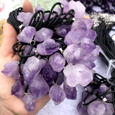 China Wholesale China Popular Approx Natural Amethyst Chakra Pendant Gemstone Necklace For Crystal Trophy Gift for sale