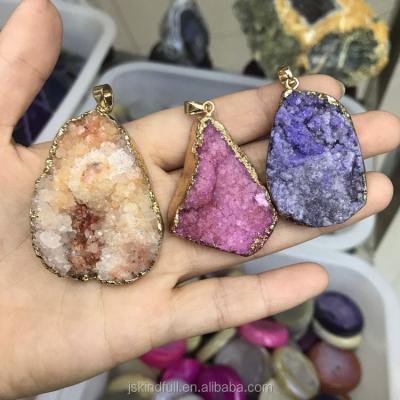 China Hot Selling China Agate Geode Silver Edge Slice Pendant Mineral Pendant For Necklace Jewelry for sale