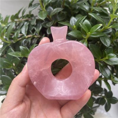 China China hot sale carved natural rose quartz crystal carving apple carving craft for gift for sale