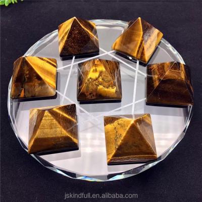 China China decorative natural positive energy tiger eye stone pyramid ornament for crystal gift for sale