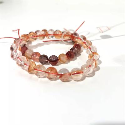 China China natural red fire quartz healer hematoid crystals polished bead necklace red agate jewelry bracelet beads wholesale volume for sale