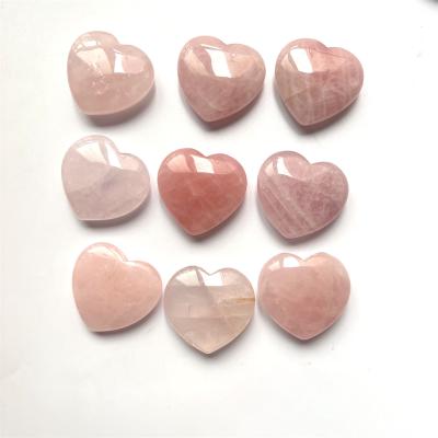 China China Love Heart Shaped Stone 40mm Rose Quartz Crystal Heart Gemstone No Hole Natura For Gift for sale