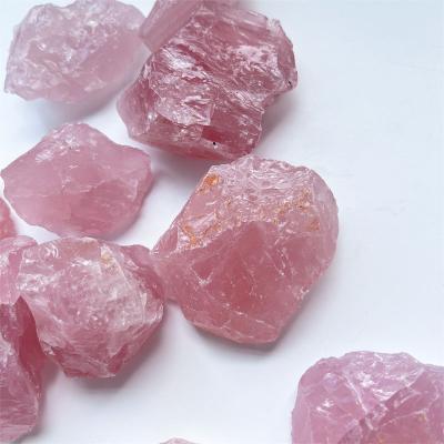 China Natural Pink Crystal Specimen Rough Rose Crystal China Rose Quartz Raw Stone High Quality Tumbled Stones for sale