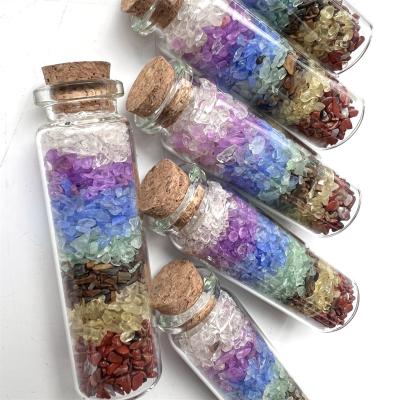 China China Crystal Seven Chakra Bottle Assorted Crystal Gravel Chip Healing Stones For Sale for sale