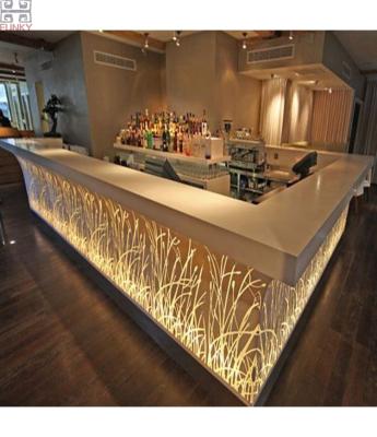 China Backlit Design Beautiful Contemporary Stunning Grass Pattern Artificial Marble Front Bar Counter for sale