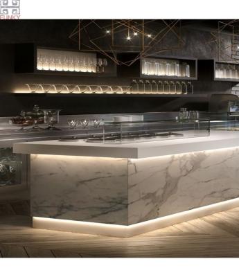 China Built-in bar counter lighhting artificial stone custom design point wine tasting room drinks bar contemporary for sale