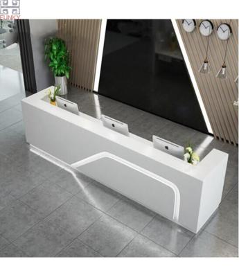 China Modern Looking White LED Lighting Design Surface Company Facade Decorated Solid Reception Counter for sale