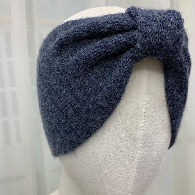 China New fashion 2021 fashion solid color cashmere headwear women's winter hair band for sale