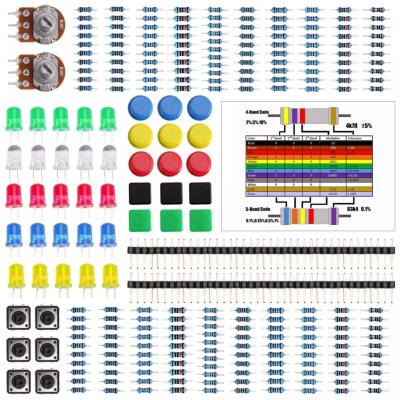 China Basic electronics component package with resistors, LED, switch, potentiometer, MEGA2560, raspberry pi for Arduinos LA005 for sale