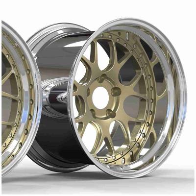 China Customized Red Aluminum Alloy Center Barrel Polished Aluminum 2 Piece Custom Forged Wheels for sale