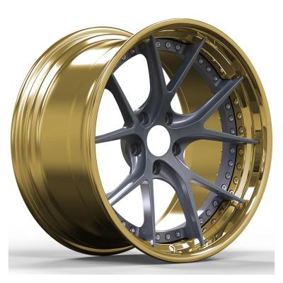 China Aluminum Alloy 2 Piece Forged Wheels For Rims 5*120 18 19 20 21 22 Inch Best Quality Colorful Big Concave Lip Forged Car Wheels for sale