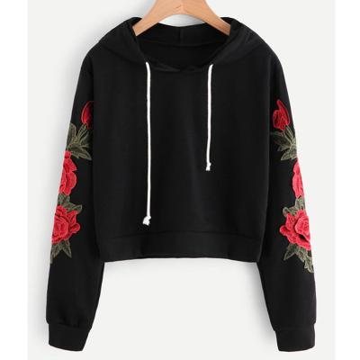 China Free Shipping Anti Shrink Crop Top Ladies Fully Embroidered Sleeve Hoodies for sale