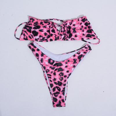 China Custom 2021 Copyright Anti-UV Design Logo Label Tag Brazilian Rose Leopard Bikinis Swimwear Shipping Within 24 Hours for sale