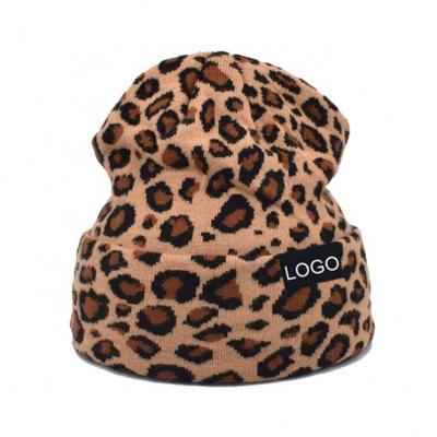 China JOINT Customized Jacquard Leopard Beanies Kids Beanie Labels For Beanies for sale