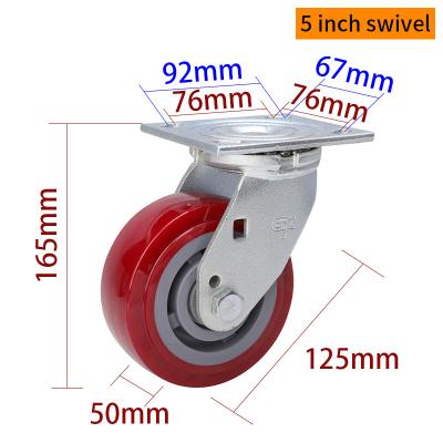 China Red 5 Inch Heavy Duty Swivel Casters 125mm Caster Wheels  735-86 for sale