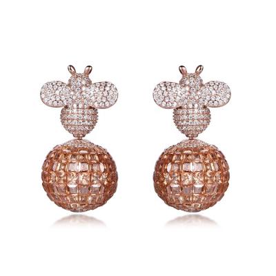 China FASHIONABLE high polish rhodium plated fashion setting earrings jewelry invisible zircon earring for sale