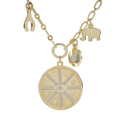 China Trendy Fashion Jewelry Large 18k Gold Coin With Silver Necklace Pendant Small Elephant Charms for sale