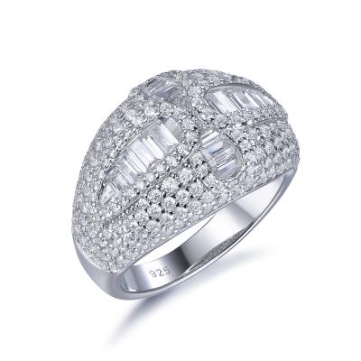 China High Quality 925 Lead Free Nickel Free Sterling Silver Baguette Cut Diamond Eternity Rings for sale