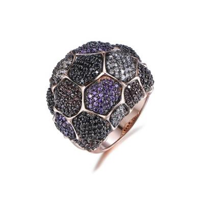 China Custom Hyperbola Support Dark Purple Rings Invisible Setting Circular CZ Cubic Zircon Ring for sale