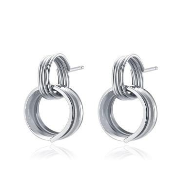 China Ins Style Vintage Metal Jewelry Earrings Lead Free Nickel Free Sterling Silver Big Twisted Geometric Circle Hoop Earrings for sale