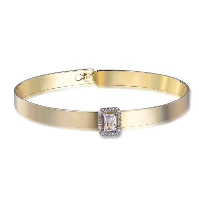 China Fashionable 2021 New 925 18k Gold Bangle High Quality High Quality Bracelet With Square Diamond for sale