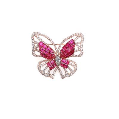 China High Quality Invisible Establishing Cute Butterfly Silver Sterling Silver Zirconia Brooch For Women for sale