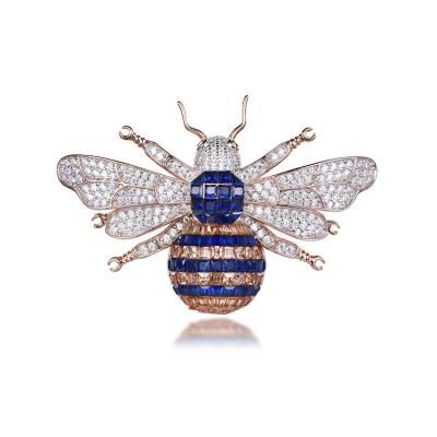 China Factory Wholesale Price Invisible Set Silver Wasp Jewelry Brooch Shape Bee Setting Brooch for sale