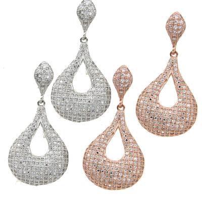 China New CZ Diamond Tear Drop Shape Earrings Fashionable Pendant Necklace Jewelry Set of 2022 Lead Free Nickel Free Silver for sale