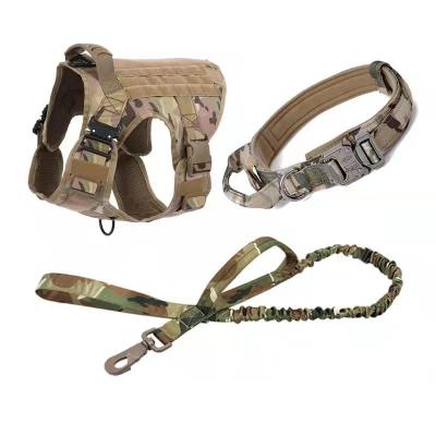 China Heavy Duty Military Adjustable K9 Dog Tactical Vest DETACHED Leash with Tactical Dog Collar and Handle Leash Set for sale