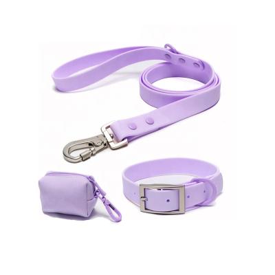 China Custom Pet Supplies PVC Webbing Dog Collar And Personalized Colorful Waterproof Leash With Poop Bag Holder for sale