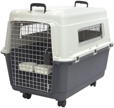 China Aviation Breathable Portable Plastic Dog Cage Travel Indoor Outdoor Cover With Wheels Pet Cages Carriers for sale