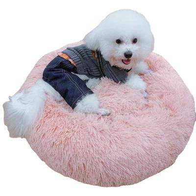 China Travel Waterproof Round With Zippers High Quality Soft Warm Washable Calming Cat Bed Round Soft Plush Donut Dog Dog Bed for sale