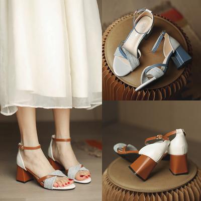 China GIRL YX3001 Fashion Trend Summer Heels Women Sandals Chunky Ankle Strap Open Toe Style Heels For Ladies for sale