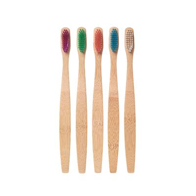 China Disposable Custom Engrave Logo Eco Toothbrush Bamboo Natural Bristle Organic Toothbrush for sale