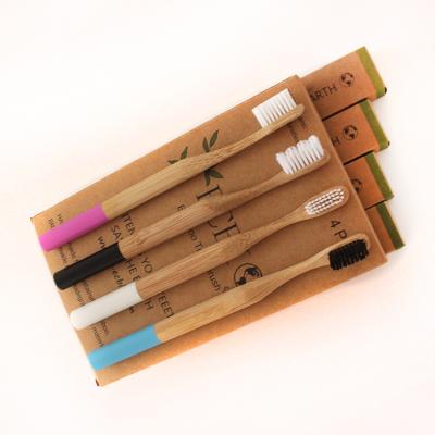 China Eco-Friendly 100% Natural Biodegradable Round Handle Bamboo Toothbrush with Bamboo Case for sale