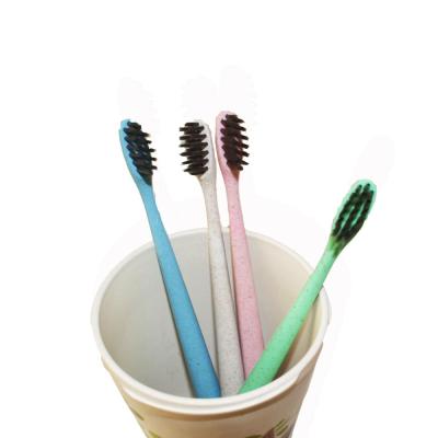 China Adults Biodegradable Straw Soft Bamboo Charcoal Toothbrush Wheat for sale