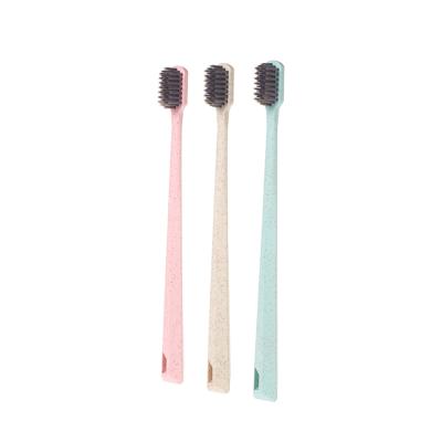 China Eco Friendly Eco Friendly Biodegradable Bamboo Charcoal Soft Stiffens Wheat Straw Toothbrush for sale